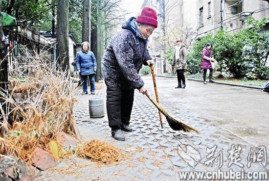 104岁老太义务清扫社区几十年尚可穿针引线（图）
