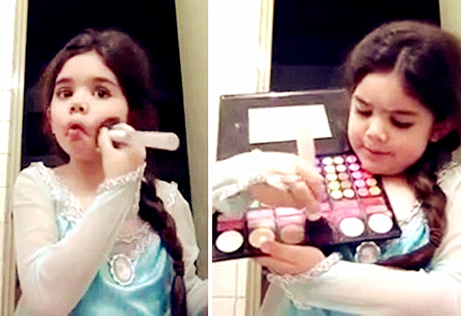 5岁女童视频教化妆 技法娴熟引争议